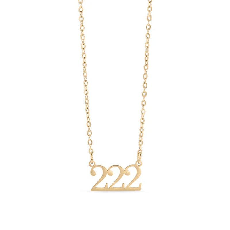 18K gold PVD coated waterproof, non-tarnish, hypoallergenic angel number necklace