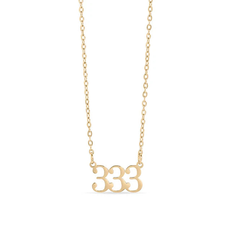 18K gold PVD coated waterproof, non-tarnish, hypoallergenic angel number necklace