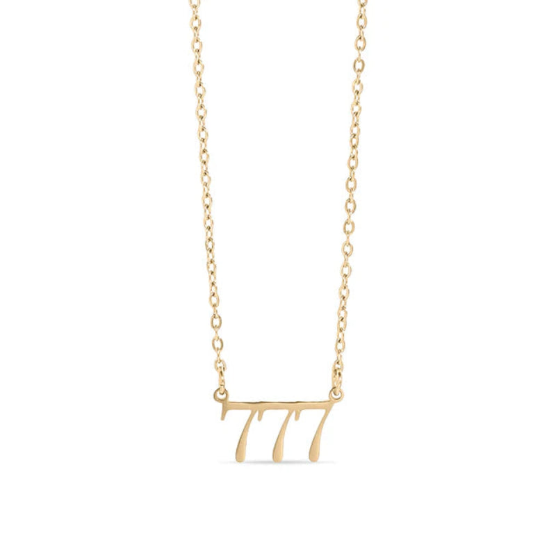 18K gold PVD coated waterproof, non-tarnish, hypoallergenic angel number necklace