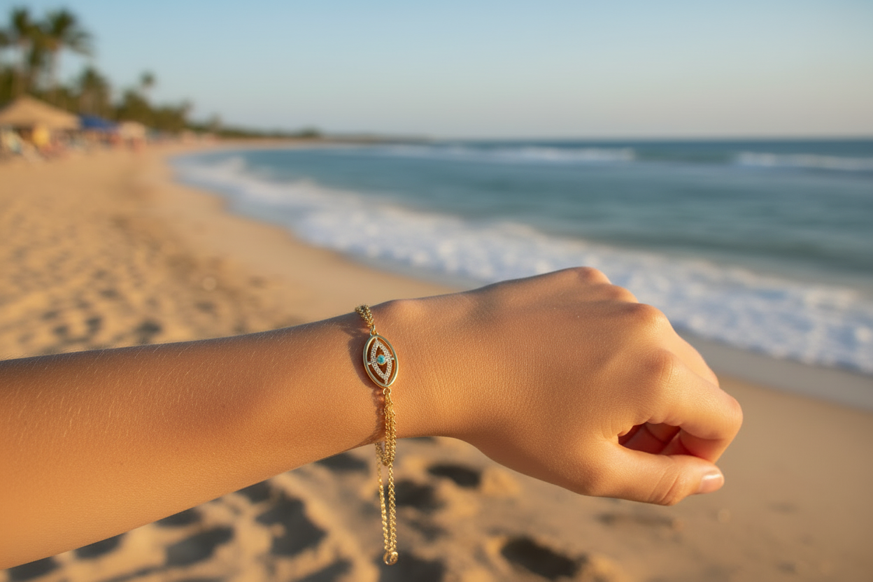 Double Chain Evil Eye Bracelet