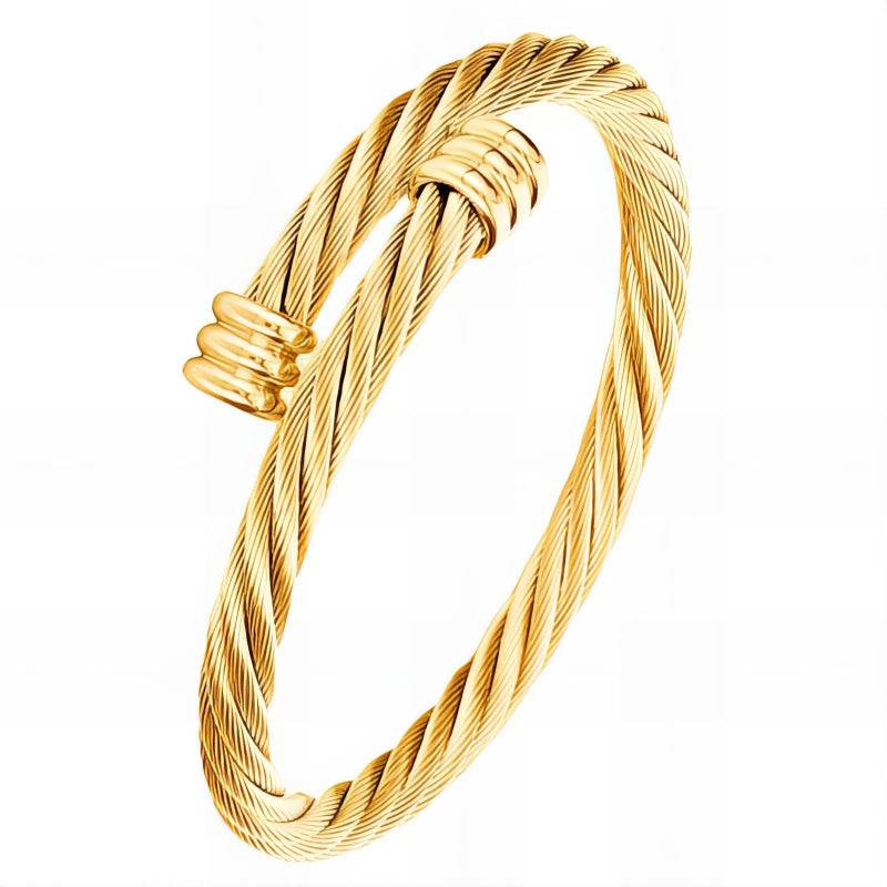 18K gold PVD coated waterproof, non-tarnish, hypoallergenic serpent wrap bracelet.