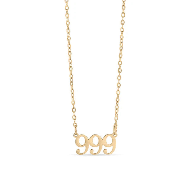 18K gold PVD coated waterproof, non-tarnish, hypoallergenic angel number necklace