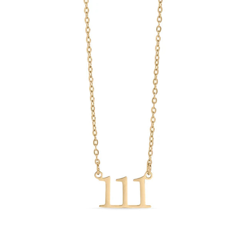 18K gold PVD coated waterproof, non-tarnish, hypoallergenic angel number necklace