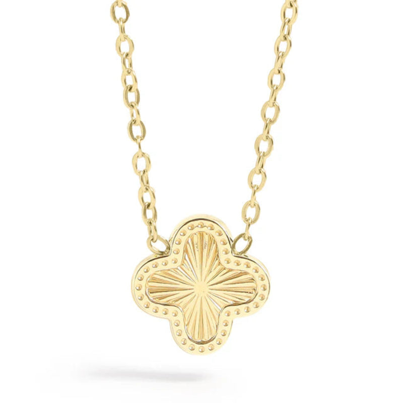 18K gold PVD coated waterproof, non-tarnish, hypoallergenic gold clover necklace