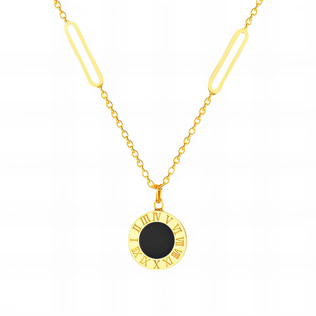 Roman Numeral Reversible Circle Necklace