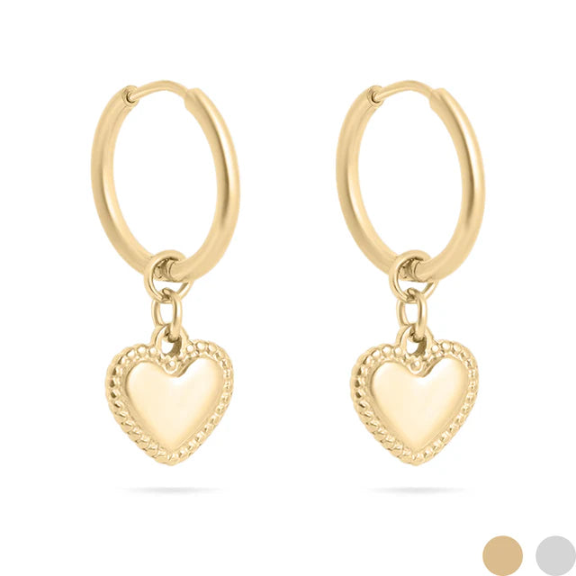 Dangling Heart Huggie Earrings