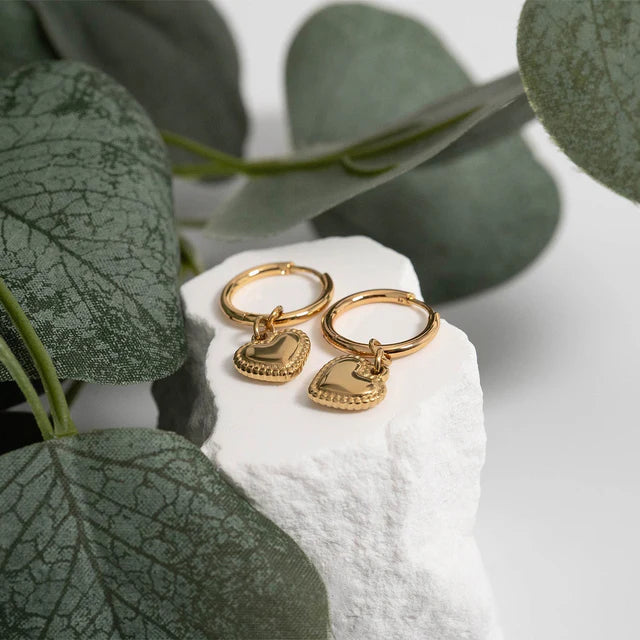 Dangling Heart Huggie Earrings