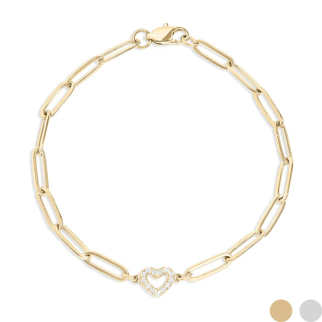 Diamond Heart Link Bracelet