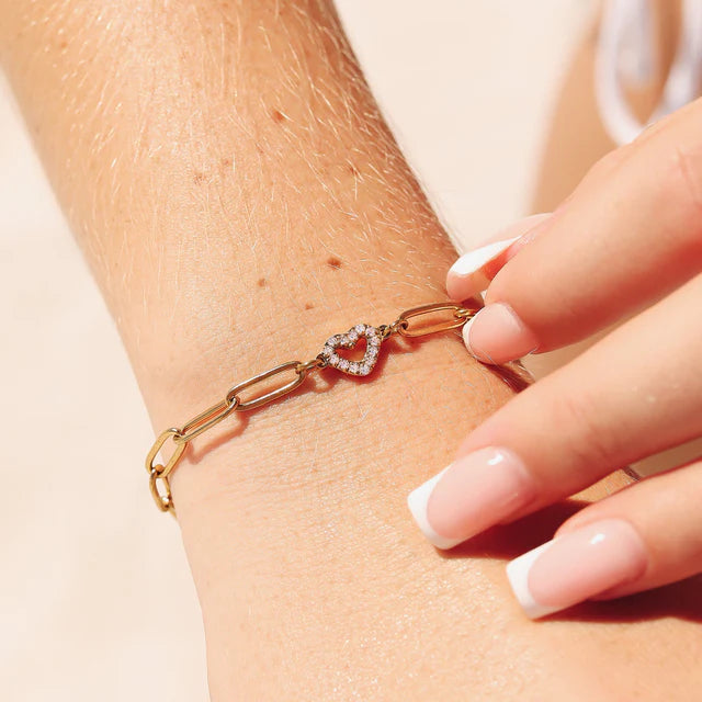 Diamond Heart Link Bracelet