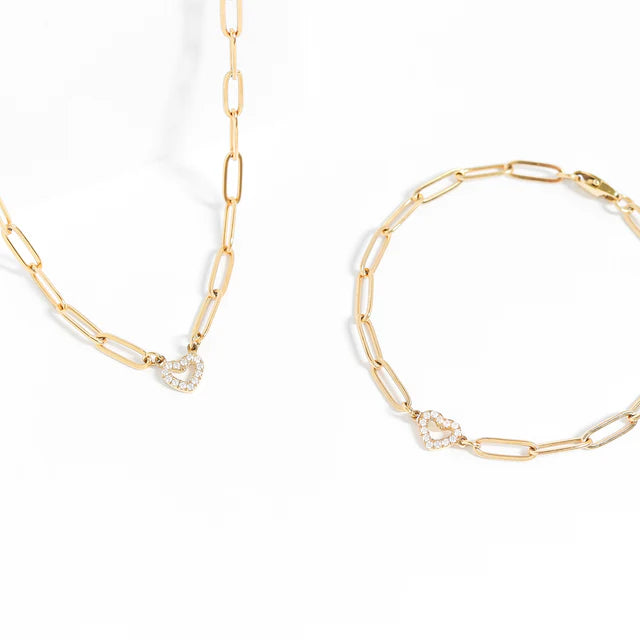 Diamond Heart Link Bracelet