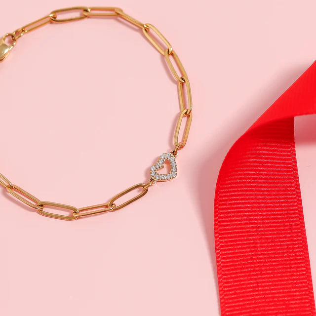 Diamond Heart Link Bracelet