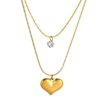 Diamond & Heart Duo Necklace