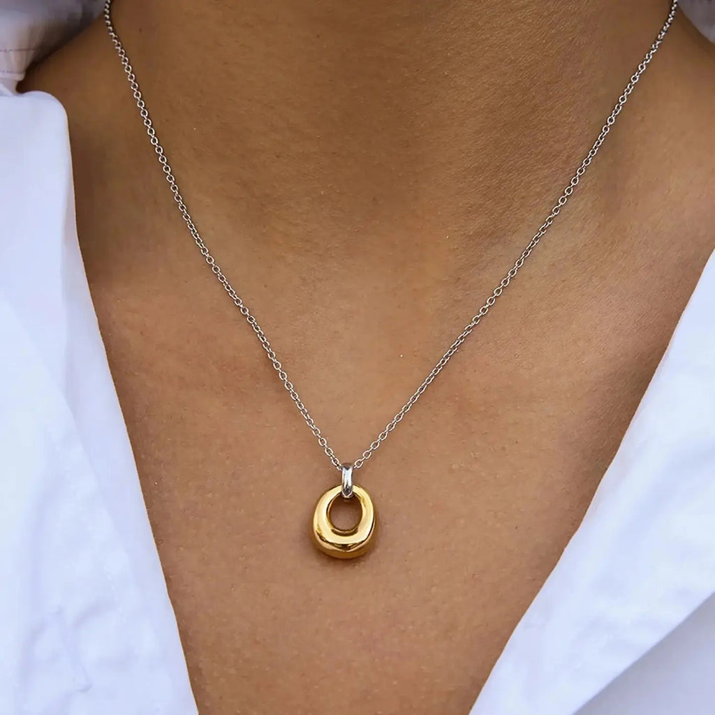 Gold and Silver Oval Necklace | Waterproof