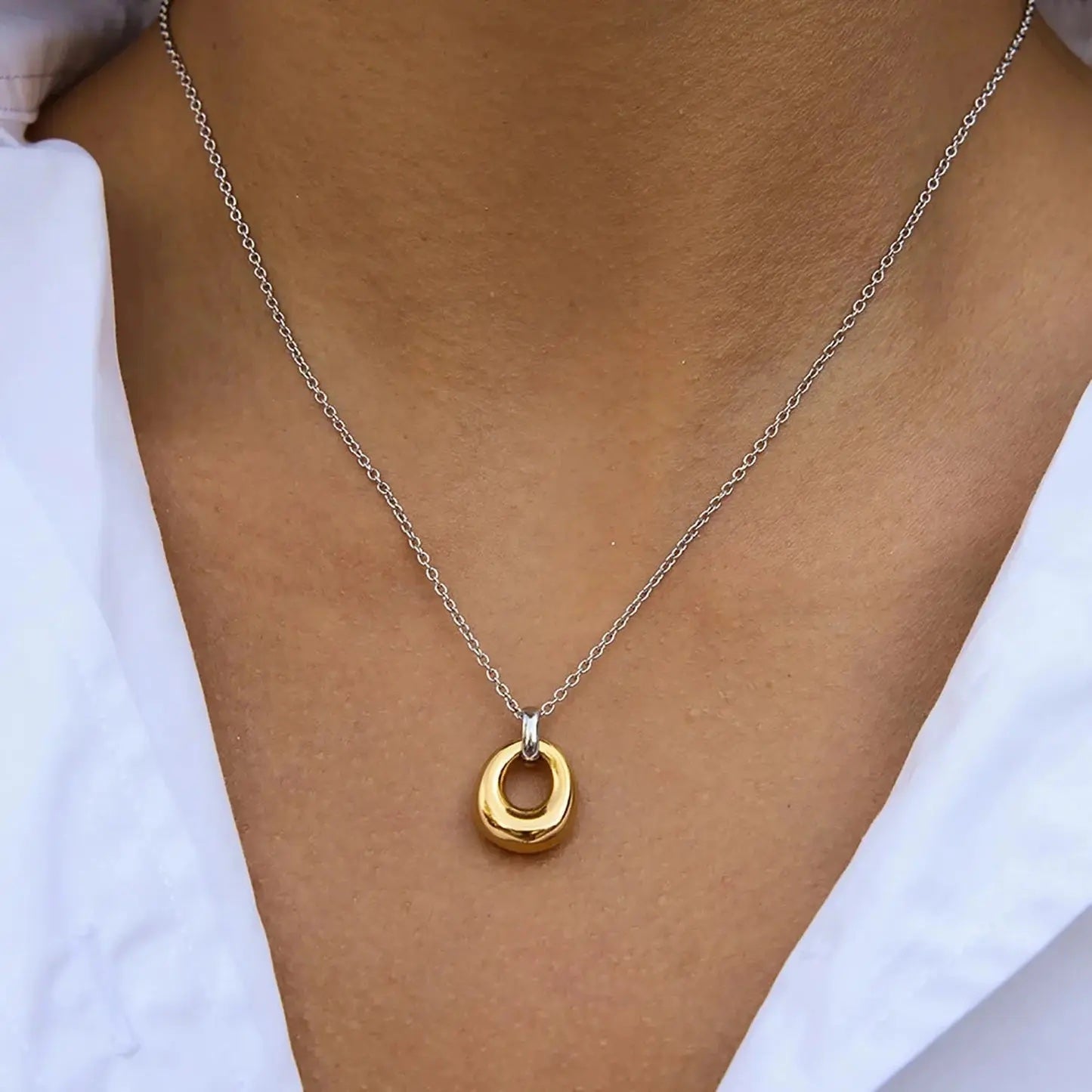 Gold and Silver Oval Necklace | Waterproof
