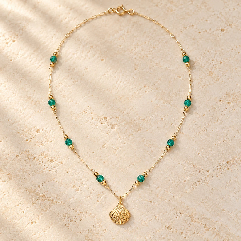 Golden Shell & Sea Beads Necklace