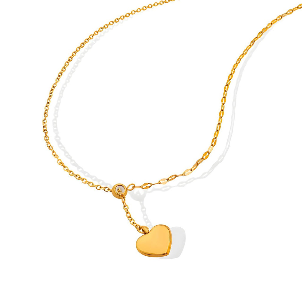 Golden Heart Lariat Necklace