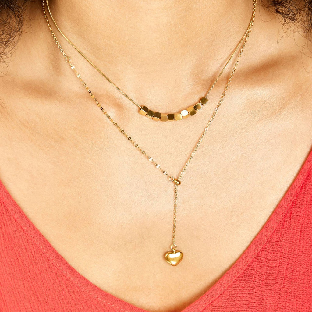Golden Heart Lariat Necklace