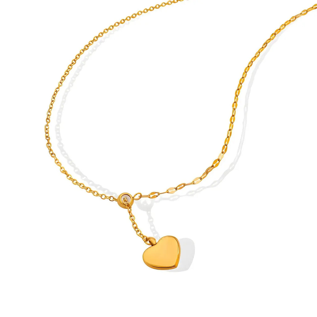 Golden Heart Lariat Necklace