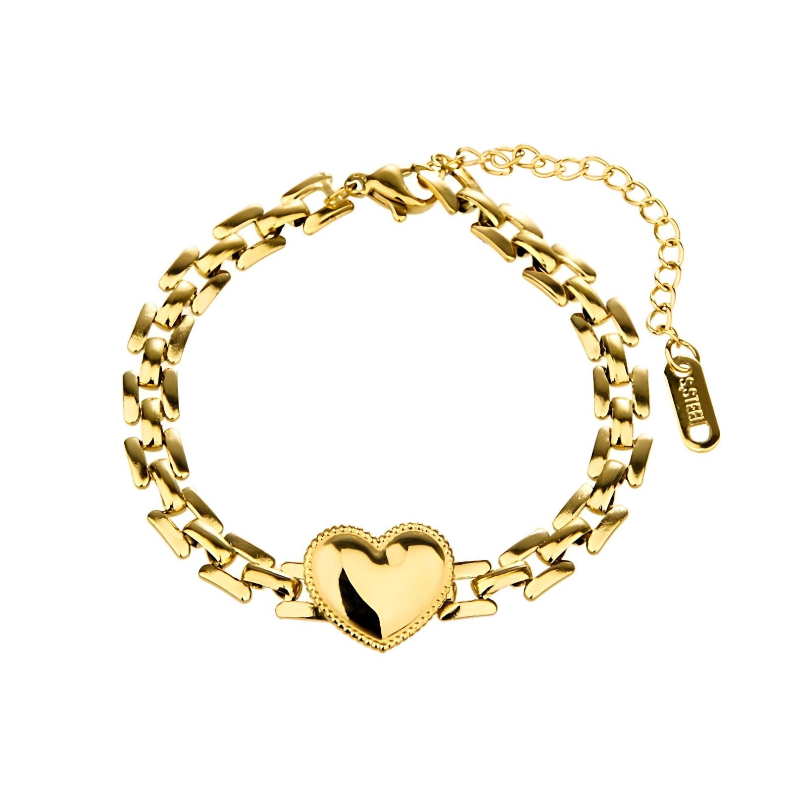 Gold Heart Link Bracelet