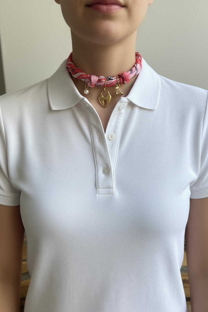 Sweetheart Charm Scarf Necklace
