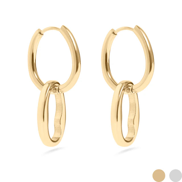 Interlocked Oval Pendant Earrings