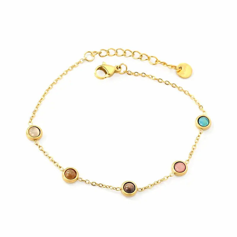 multicolor bead bracelet on white background