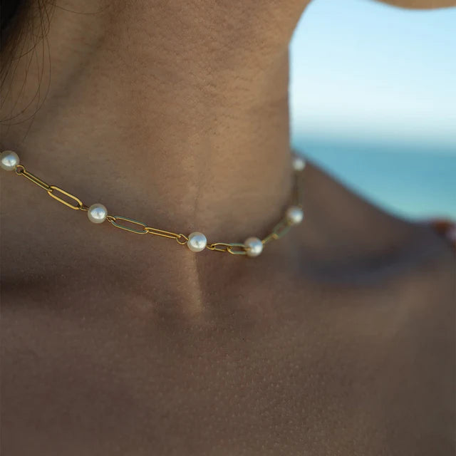 Pearl Paperclip Necklace