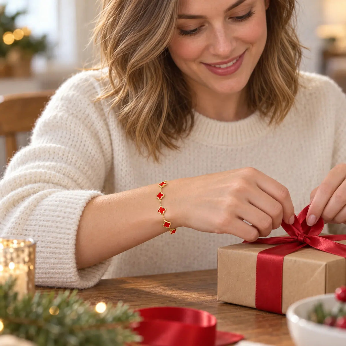 Red Clover Bracelet – Waterproof, Tarnish-Resistant & Hypoallergenic