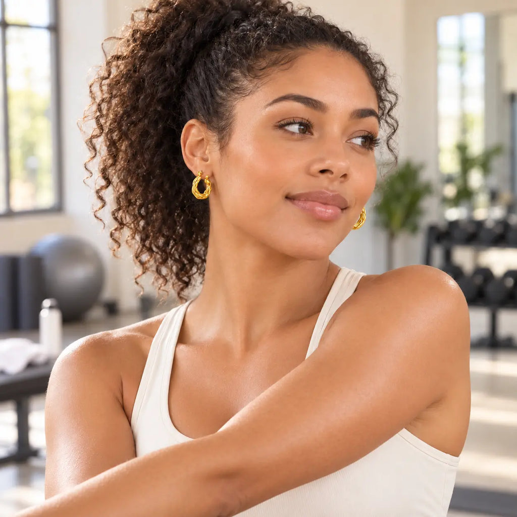 sculpted twist hoop earrings