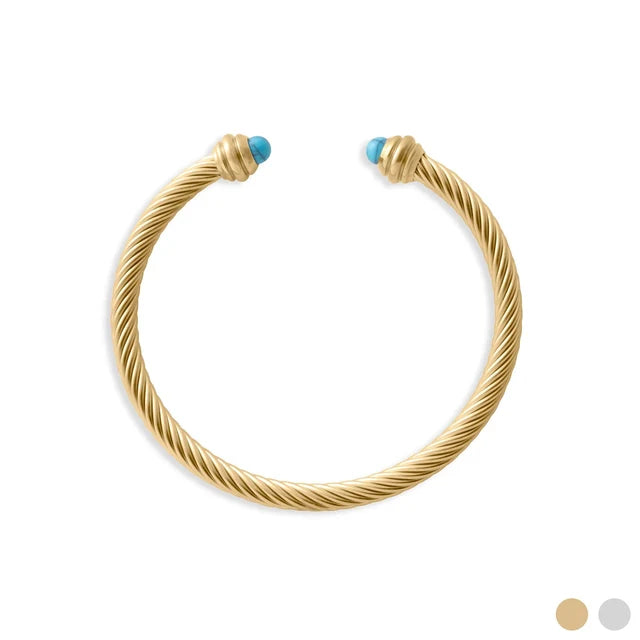 Turquoise Accent Twisted Cuff Bracelet