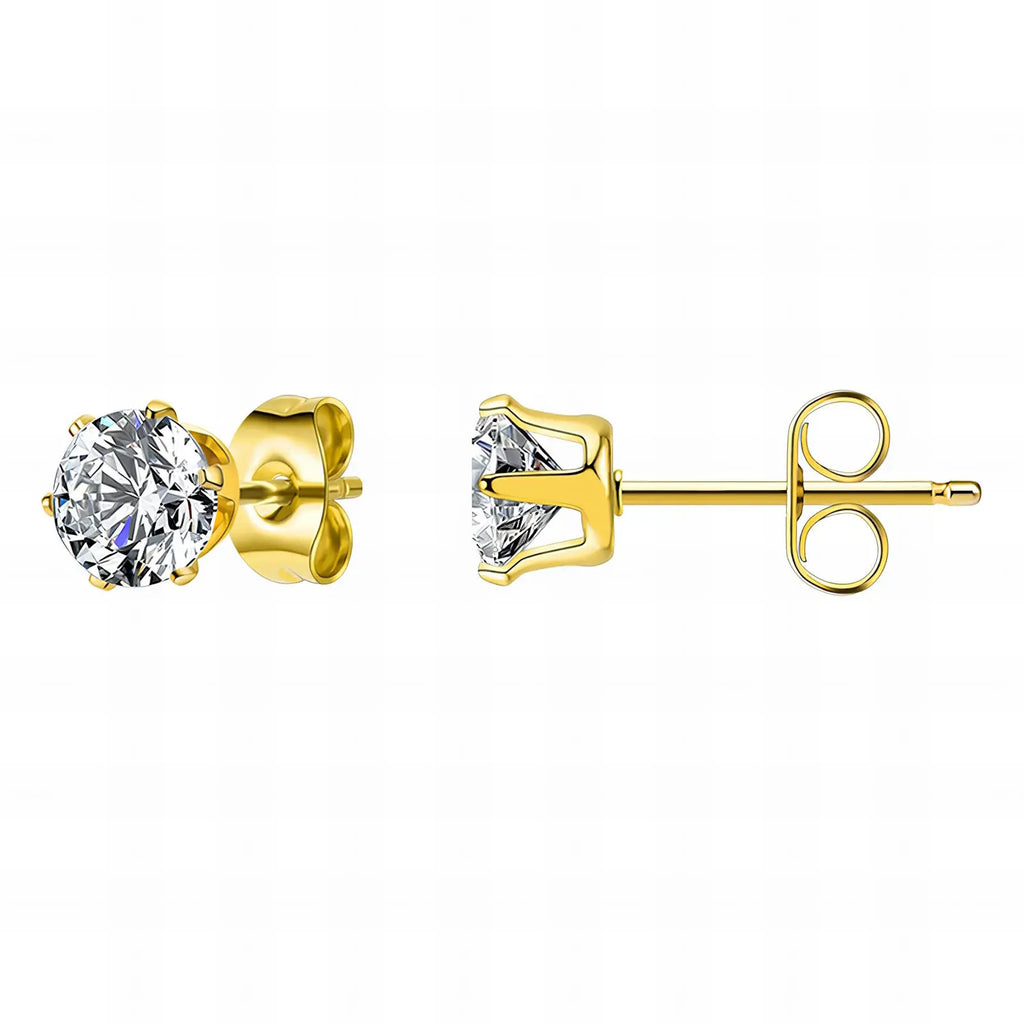 Diamond Stud Earrings close up on white background