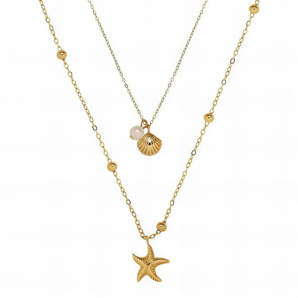 Double the Charm Necklace | Waterproof 18K Gold Layered Chain