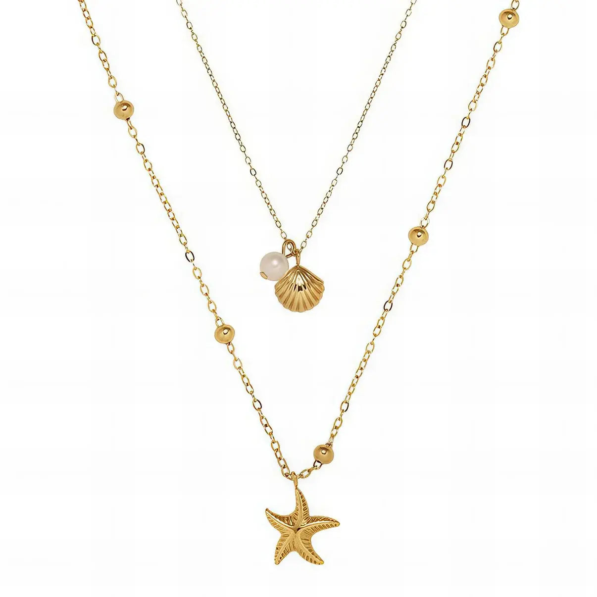 Double the Charm Necklace | Waterproof 18K Gold Layered Chain