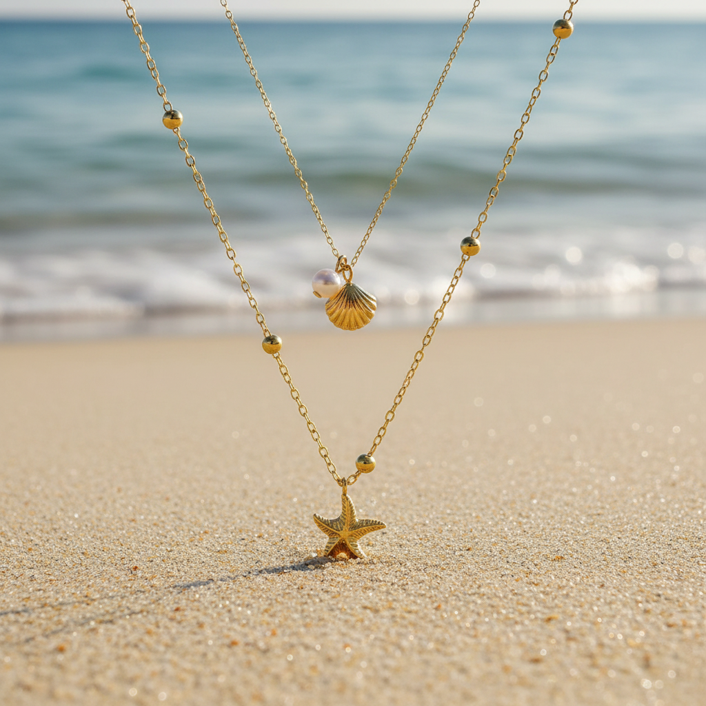 Double the Charm Necklace | Waterproof 18K Gold Layered Chain