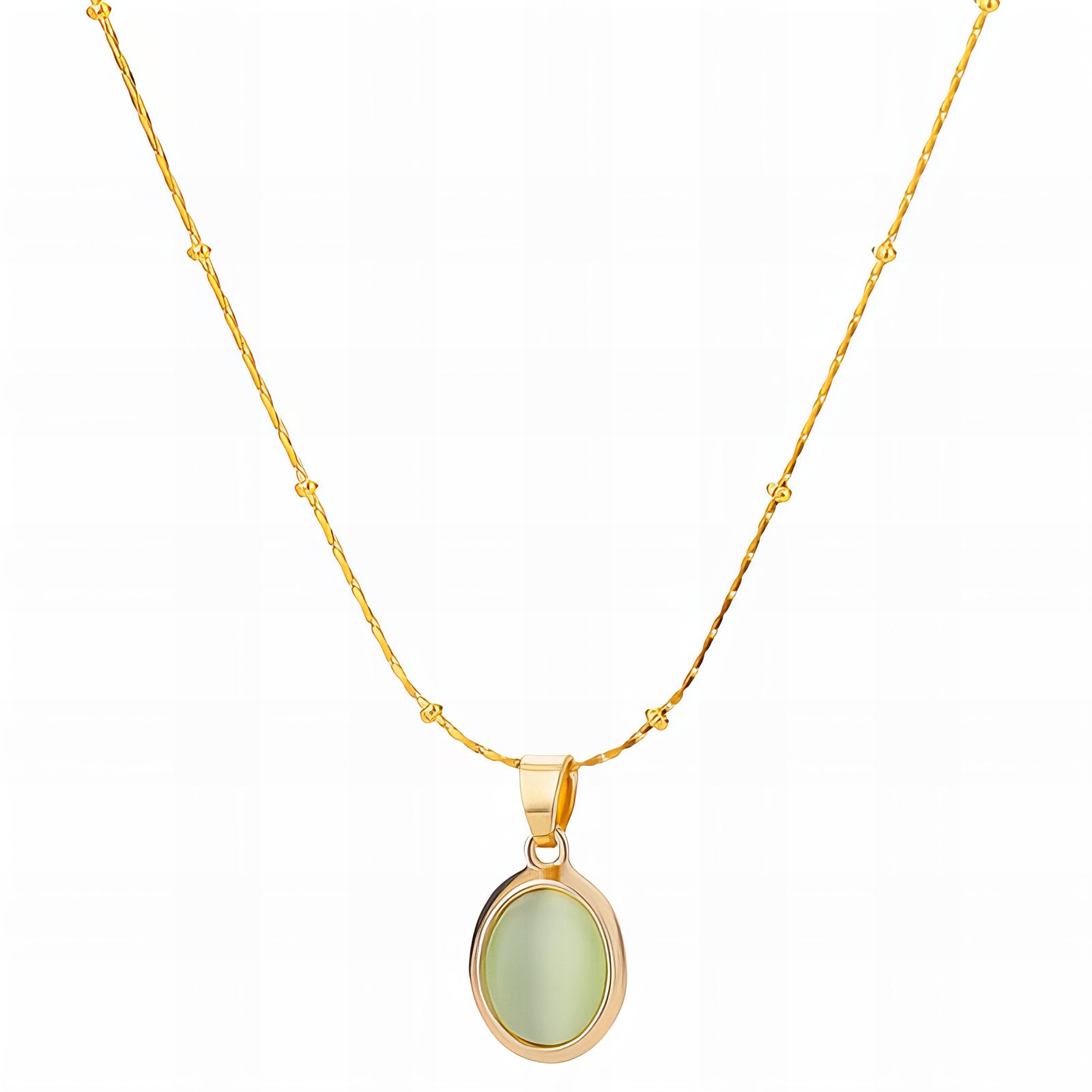 Light Green Oval Pendant Necklace