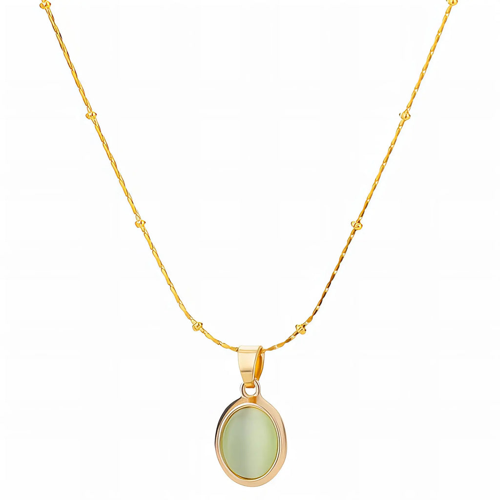 Light Green Oval Pendant Necklace