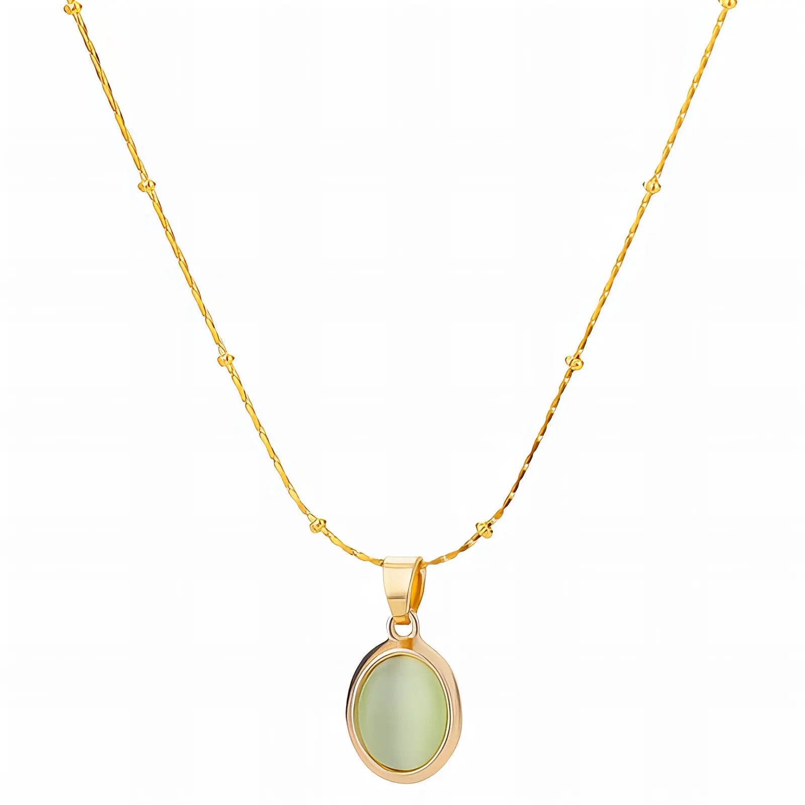 Light Green Oval Pendant Necklace