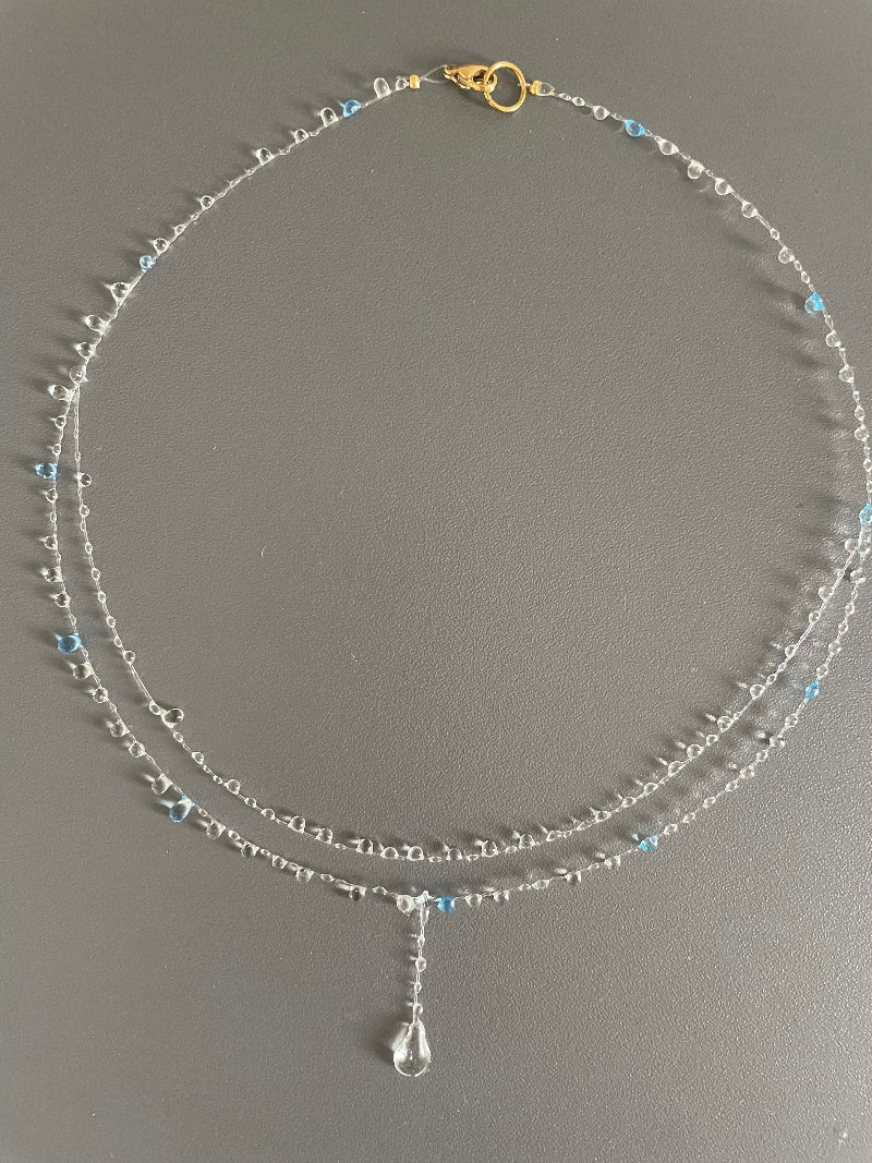 handmade resin dew drop necklace.