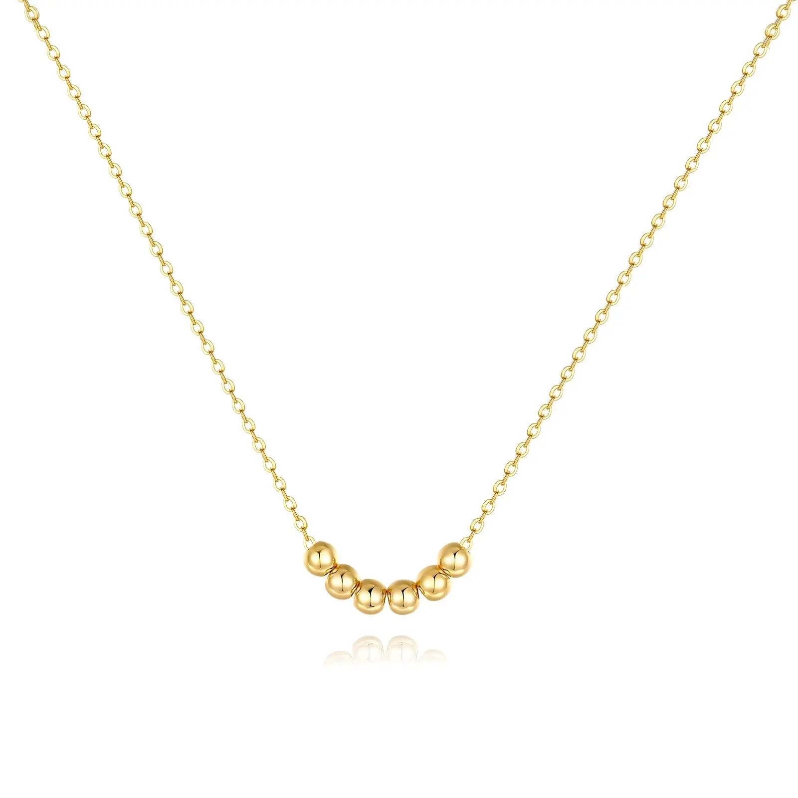 6 Gold Ball Beads Necklace